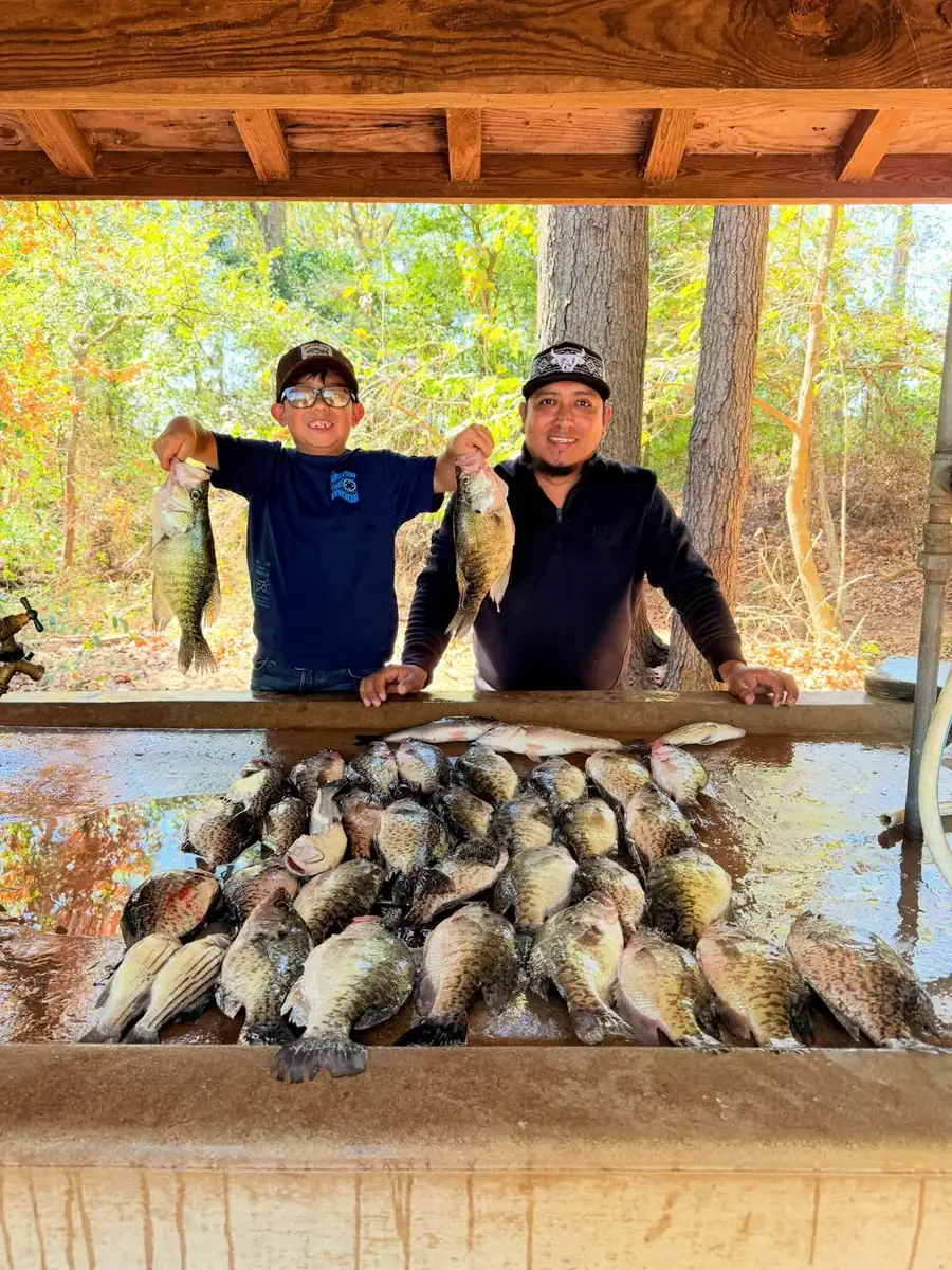 A full table of crappie after a trip